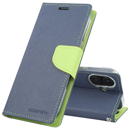 For iPhone 16 GOOSPERY FANCY DIARY Cross Texture Leather Phone Case(Navy Blue) by GOOSPERY