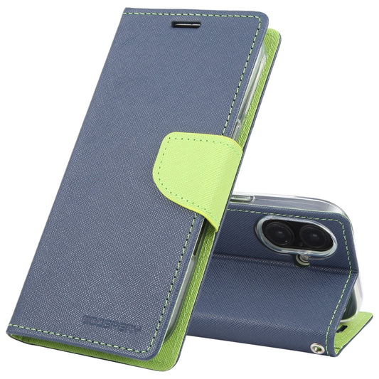 For iPhone 16 GOOSPERY FANCY DIARY Cross Texture Leather Phone Case(Navy Blue) by GOOSPERY