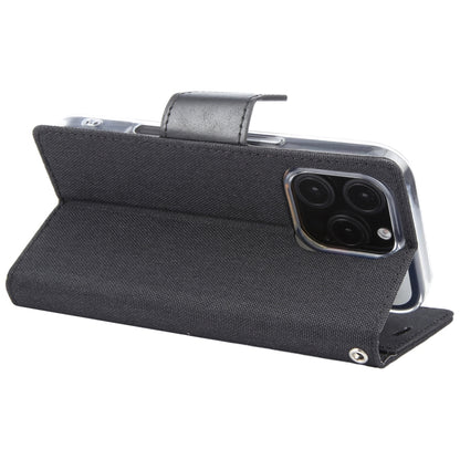 For iPhone 16 Pro GOOSPERY CANVAS DIARY Fabric Texture Flip Leather Phone Case(Black) by GOOSPERY