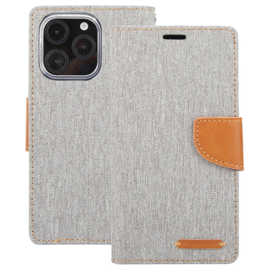 For iPhone 16 Pro GOOSPERY CANVAS DIARY Fabric Texture Flip Leather Phone Case(Grey) by GOOSPERY