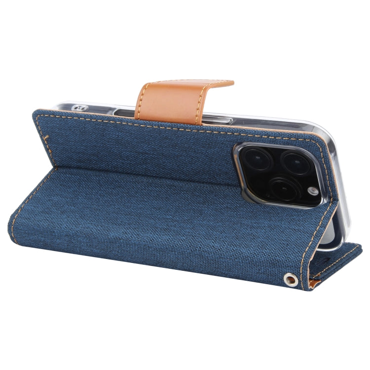 For iPhone 16 Pro GOOSPERY CANVAS DIARY Fabric Texture Flip Leather Phone Case(Navy Blue) by GOOSPERY