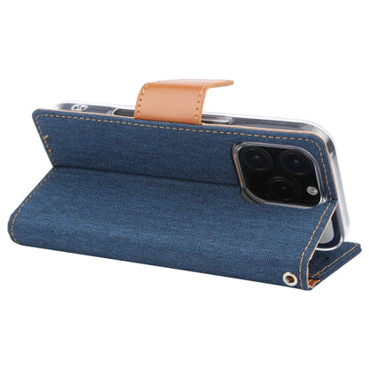 For iPhone 16 Pro GOOSPERY CANVAS DIARY Fabric Texture Flip Leather Phone Case(Navy Blue) by GOOSPERY