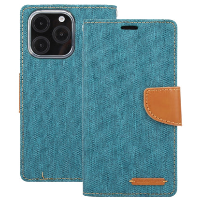 For iPhone 16 Pro GOOSPERY CANVAS DIARY Fabric Texture Flip Leather Phone Case(Green) by GOOSPERY