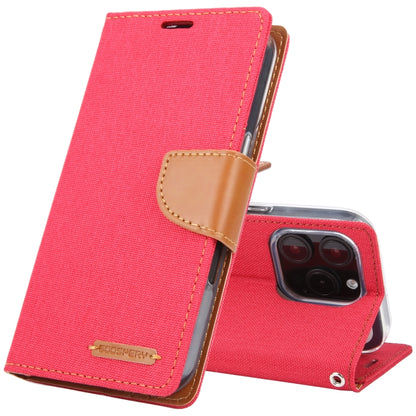 For iPhone 16 Pro GOOSPERY CANVAS DIARY Fabric Texture Flip Leather Phone Case(Red) by GOOSPERY
