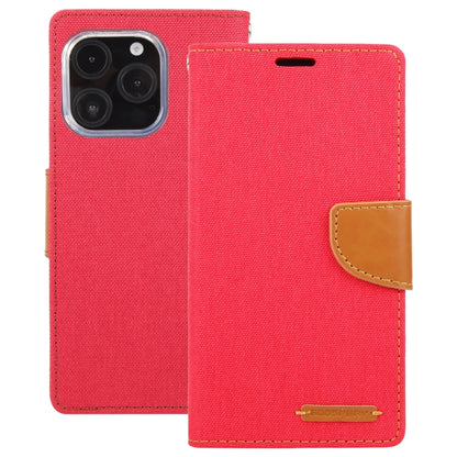 For iPhone 16 Pro GOOSPERY CANVAS DIARY Fabric Texture Flip Leather Phone Case(Red) by GOOSPERY