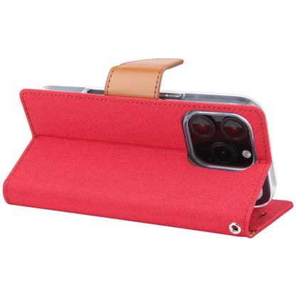 For iPhone 16 Pro GOOSPERY CANVAS DIARY Fabric Texture Flip Leather Phone Case(Red) by GOOSPERY
