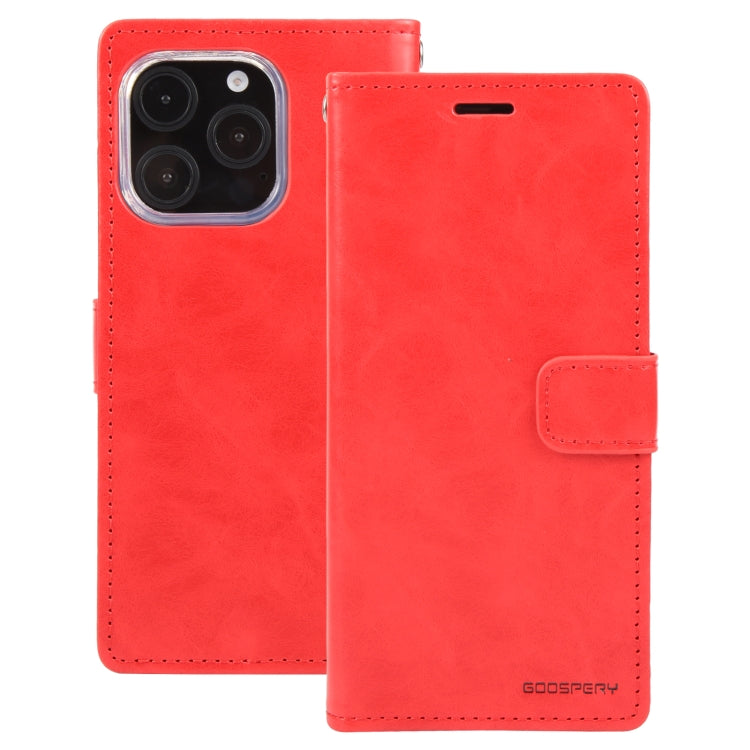 For iPhone 16 Pro Max GOOSPERY BLUE MOON Crazy Horse Texture Leather Phone Case(Red) by GOOSPERY