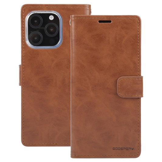 For iPhone 16 Pro Max GOOSPERY BLUE MOON Crazy Horse Texture Leather Phone Case(Brown) by GOOSPERY