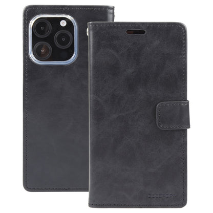 For iPhone 16 Pro GOOSPERY BLUE MOON Crazy Horse Texture Leather Phone Case(Black) by GOOSPERY
