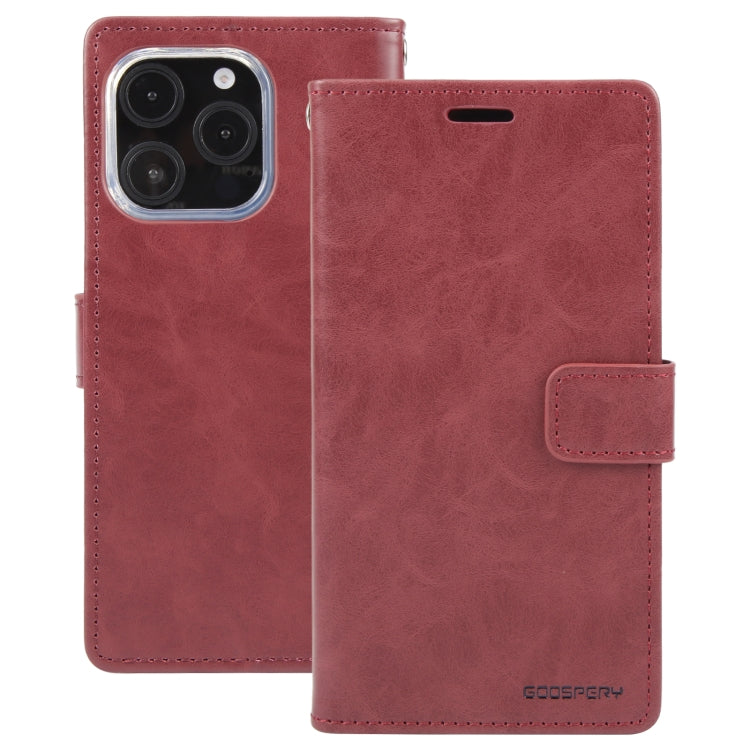 For iPhone 16 Pro GOOSPERY BLUE MOON Crazy Horse Texture Leather Phone Case(Wine Red) by GOOSPERY