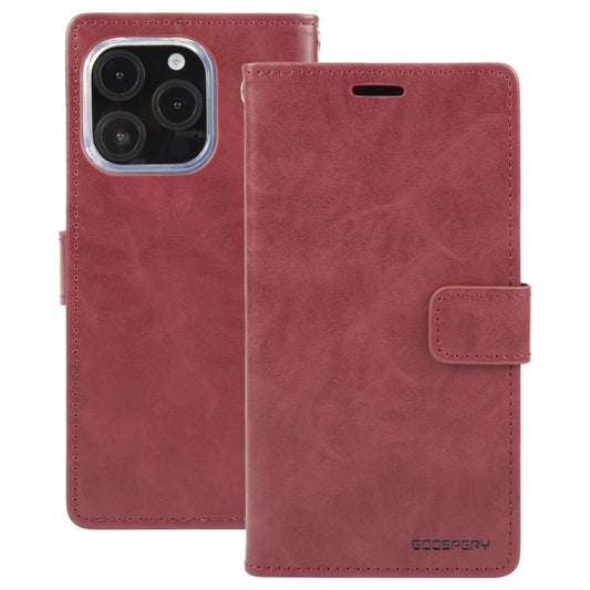 For iPhone 16 Pro GOOSPERY BLUE MOON Crazy Horse Texture Leather Phone Case(Wine Red) by GOOSPERY