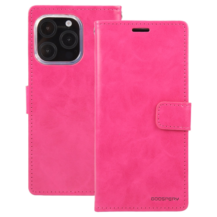 For iPhone 16 Pro GOOSPERY BLUE MOON Crazy Horse Texture Leather Phone Case(Rose Red) by GOOSPERY