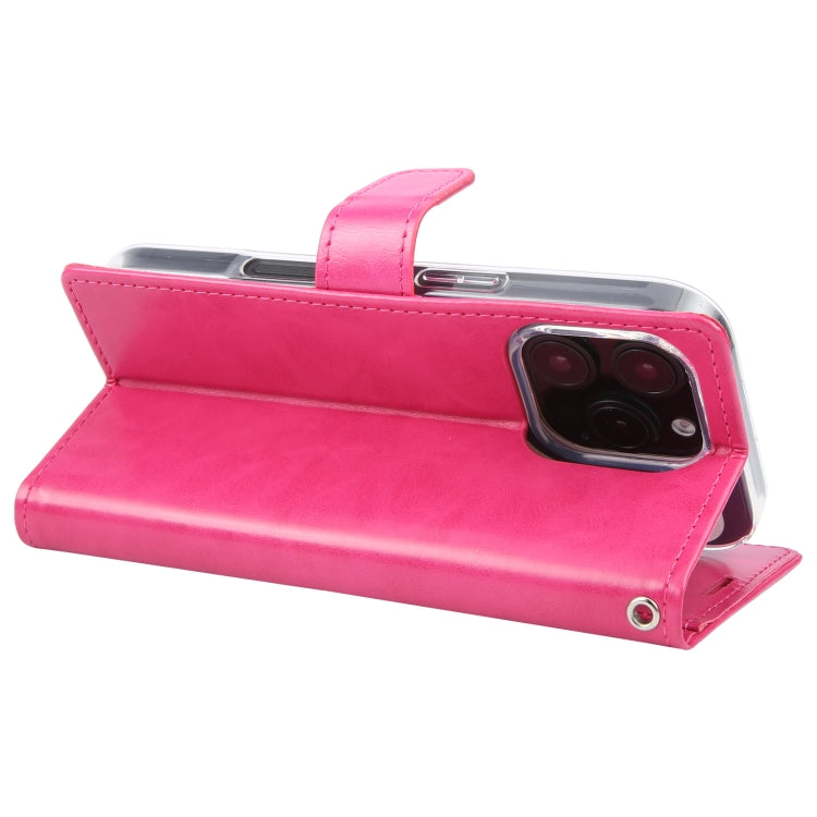 For iPhone 16 Pro GOOSPERY BLUE MOON Crazy Horse Texture Leather Phone Case(Rose Red) by GOOSPERY