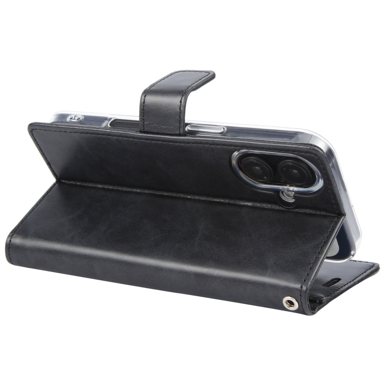 For iPhone 16 Plus GOOSPERY BLUE MOON Crazy Horse Texture Leather Phone Case(Black) by GOOSPERY