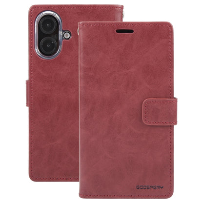 For iPhone 16 Plus GOOSPERY BLUE MOON Crazy Horse Texture Leather Phone Case(Wine Red) by GOOSPERY