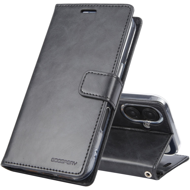 For iPhone 16 GOOSPERY BLUE MOON Crazy Horse Texture Leather Phone Case(Black) by GOOSPERY