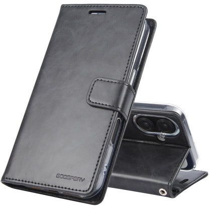 For iPhone 16 GOOSPERY BLUE MOON Crazy Horse Texture Leather Phone Case(Black) by GOOSPERY