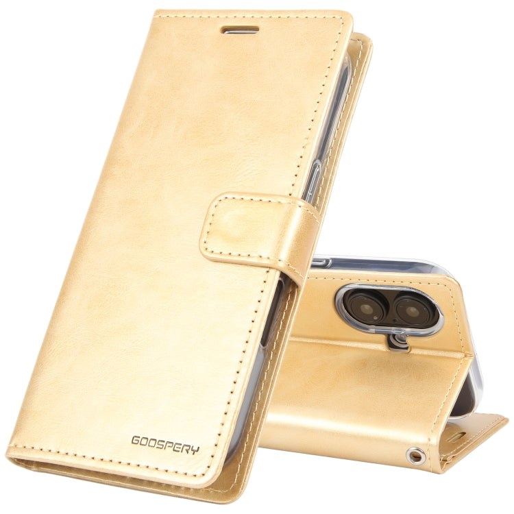 For iPhone 16 GOOSPERY BLUE MOON Crazy Horse Texture Leather Phone Case(Gold) by GOOSPERY