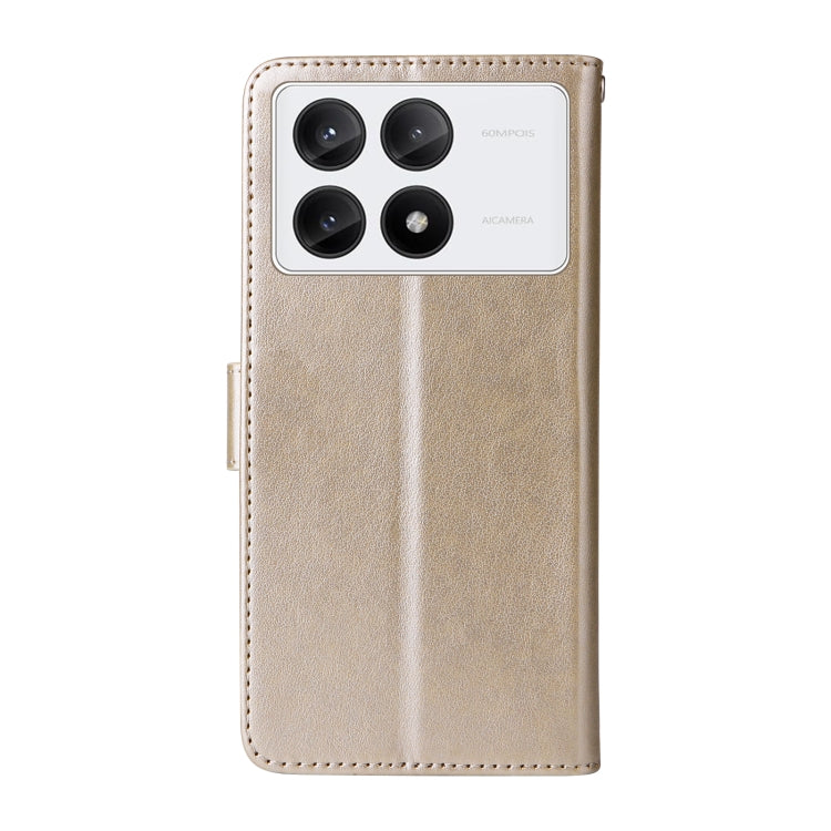 For Redmi K70 / K70 Pro Embossed Butterfly Flowers Leather Phone Case(Gold) - Xiaomi Cases by buy2fix | Online Shopping UK | buy2fix