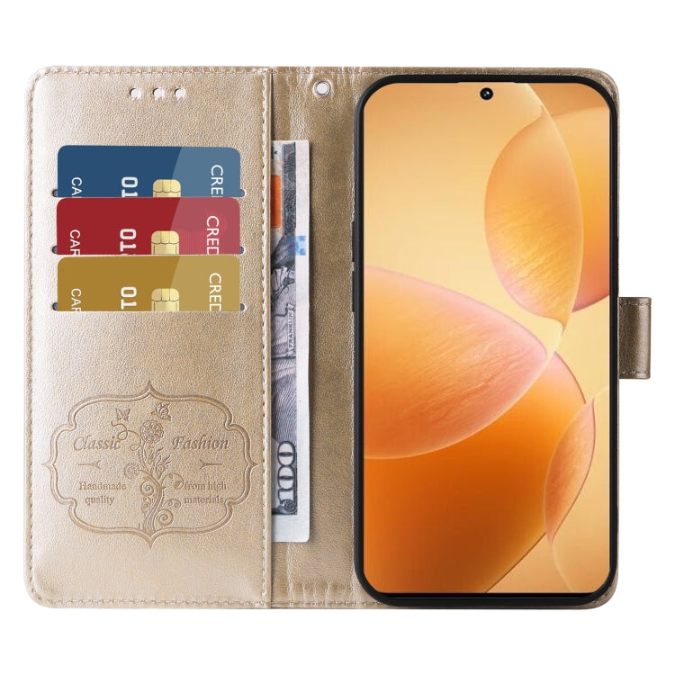 For Redmi K70 / K70 Pro Embossed Butterfly Flowers Leather Phone Case(Gold) - Xiaomi Cases by buy2fix | Online Shopping UK | buy2fix