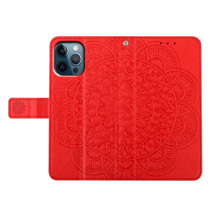 For iPhone 16 Pro Max Flower Embossed Leather Phone Case(Red) by buy2fix