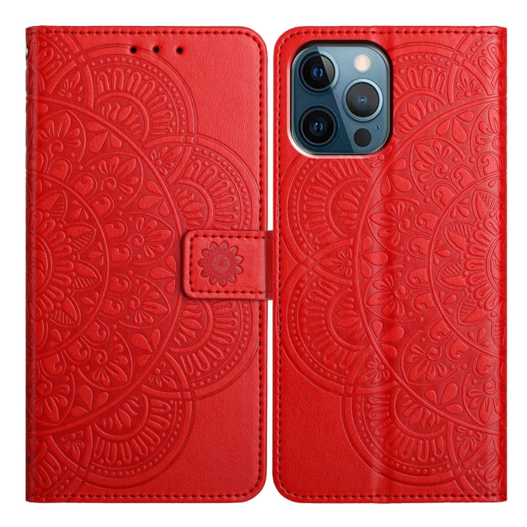 For iPhone 16 Pro Flower Embossed Leather Phone Case(Red) by buy2fix