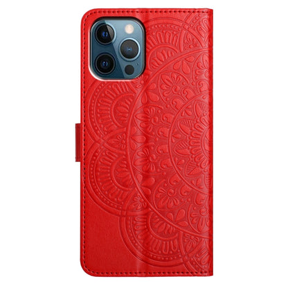 For iPhone 16 Pro Flower Embossed Leather Phone Case(Red) by buy2fix