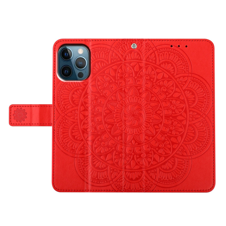 For iPhone 16 Pro Flower Embossed Leather Phone Case(Red) by buy2fix