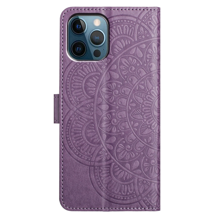 For iPhone 16 Pro Flower Embossed Leather Phone Case(Purple) by buy2fix