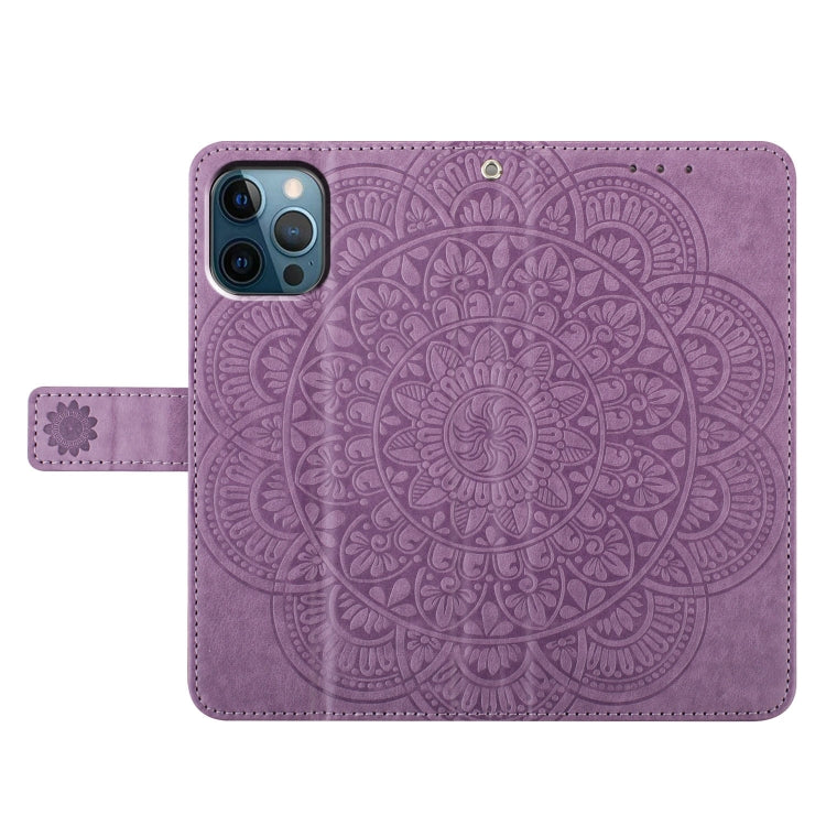 For iPhone 16 Pro Flower Embossed Leather Phone Case(Purple) by buy2fix