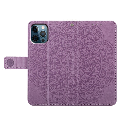 For iPhone 16 Pro Flower Embossed Leather Phone Case(Purple) by buy2fix