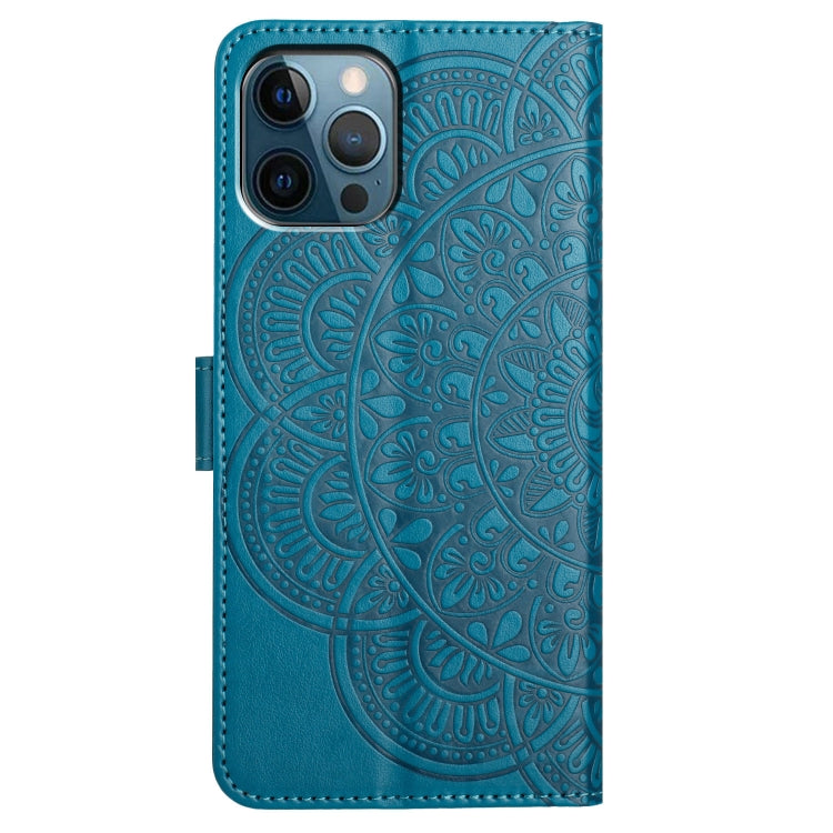 For iPhone 16 Pro Flower Embossed Leather Phone Case(Blue) by buy2fix