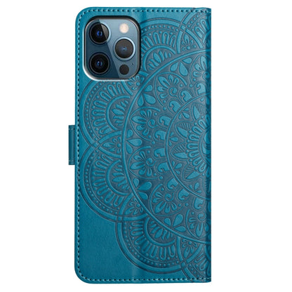 For iPhone 16 Pro Flower Embossed Leather Phone Case(Blue) by buy2fix