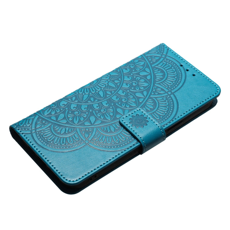 For iPhone 16 Pro Flower Embossed Leather Phone Case(Blue) by buy2fix