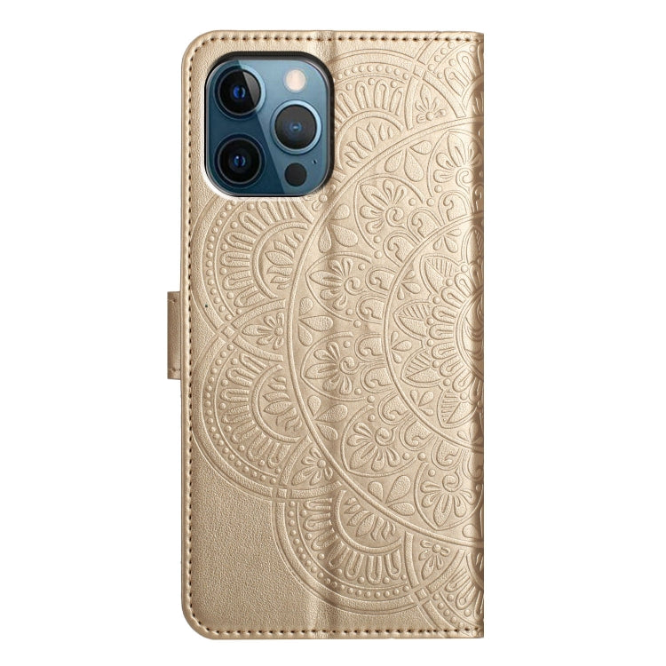 For iPhone 16 Pro Flower Embossed Leather Phone Case(Gold) by buy2fix