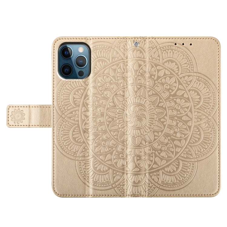 For iPhone 16 Pro Flower Embossed Leather Phone Case(Gold) by buy2fix