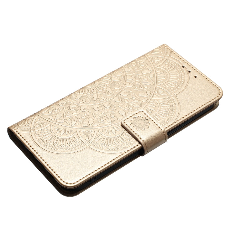 For iPhone 16 Pro Flower Embossed Leather Phone Case(Gold) by buy2fix