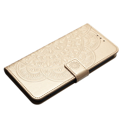 For iPhone 16 Pro Flower Embossed Leather Phone Case(Gold) by buy2fix