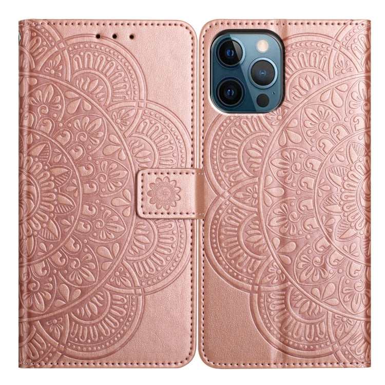 For iPhone 16 Pro Flower Embossed Leather Phone Case(Rose Gold) by buy2fix