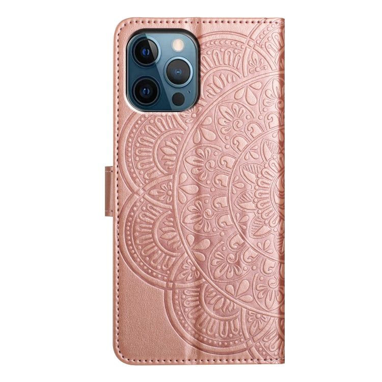 For iPhone 16 Pro Flower Embossed Leather Phone Case(Rose Gold) by buy2fix