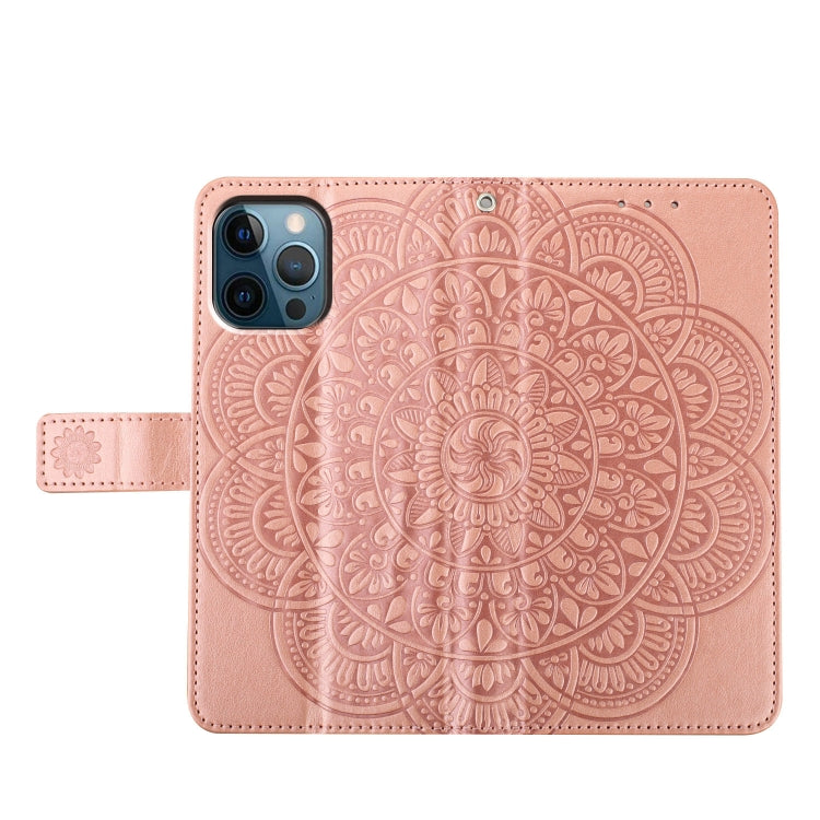 For iPhone 16 Pro Flower Embossed Leather Phone Case(Rose Gold) by buy2fix
