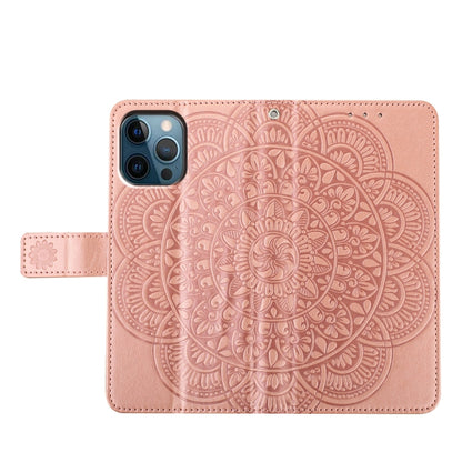 For iPhone 16 Pro Flower Embossed Leather Phone Case(Rose Gold) by buy2fix