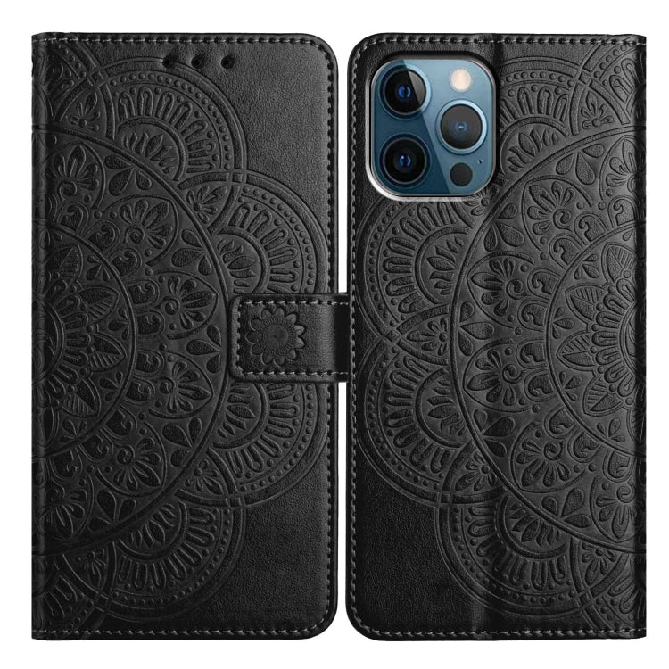 For iPhone 16 Pro Flower Embossed Leather Phone Case(Black) by buy2fix