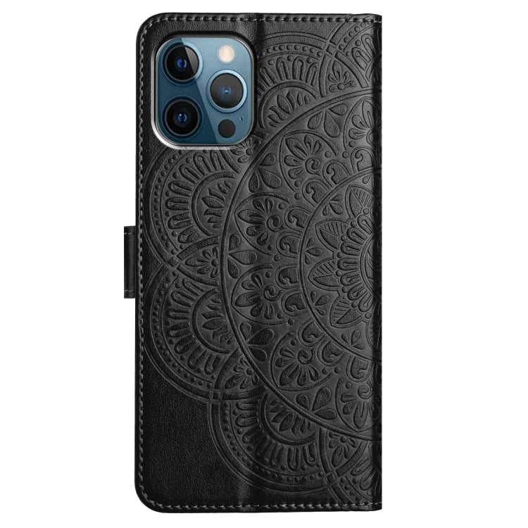 For iPhone 16 Pro Flower Embossed Leather Phone Case(Black) by buy2fix