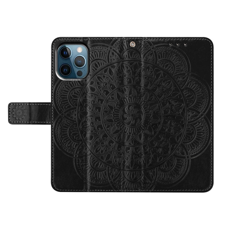 For iPhone 16 Pro Flower Embossed Leather Phone Case(Black) by buy2fix