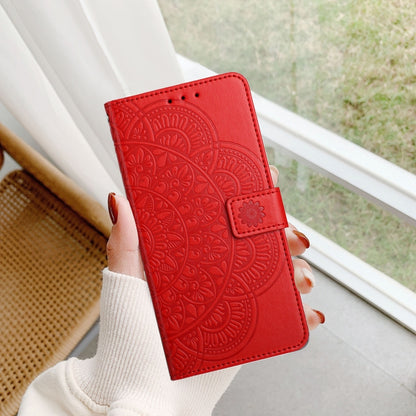 For iPhone 16 Plus Flower Embossed Leather Phone Case(Red) - iPhone 16 Plus Cases by buy2fix | Online Shopping UK | buy2fix