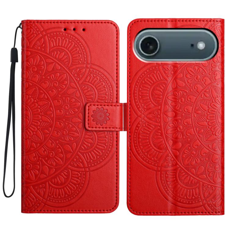 For iPhone Air Flower Embossed Leather Phone Case(Red) - iPhone Air Cases by buy2fix | Online Shopping UK | buy2fix