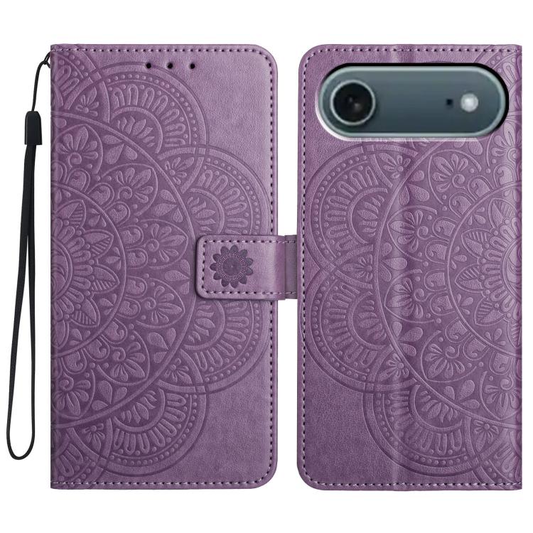 For iPhone Air Flower Embossed Leather Phone Case(Purple) - iPhone Air Cases by buy2fix | Online Shopping UK | buy2fix