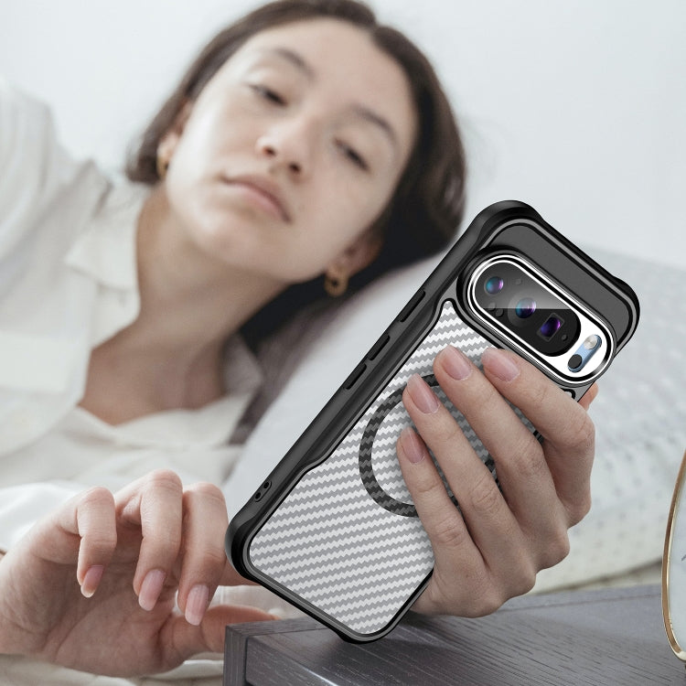 For Google Pixel 9 Pro / 9 Carbon Fiber Texture MagSafe Translucent Phone Case(Black) by buy2fix