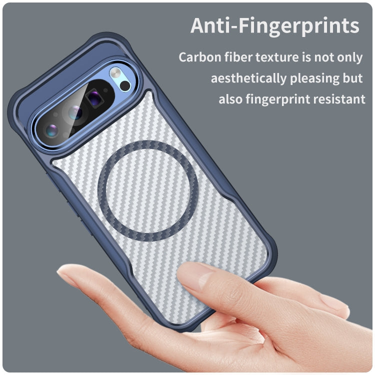 For Google Pixel 9 Pro / 9 Carbon Fiber Texture MagSafe Translucent Phone Case(Blue) by buy2fix